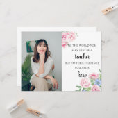 Blumenlehrer Foto-Wertschätzung von Schülern Karte (Vorderseite/Rückseite Beispiel)