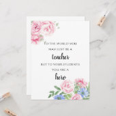 Blumenlehrer-Mentor-Wertschätzung der Schüler Karte (Vorderseite/Rückseite Beispiel)