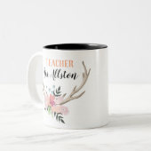 Blumenlehrer-Namen-Geschenk-Tasse des Zweifarbige Tasse (Vorderseite Links)