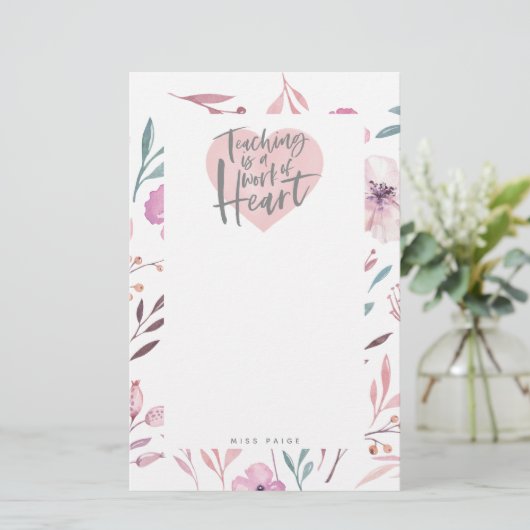 Blumenlehrergeschenk des schönen Aquarells Briefpapier (Stehend Vorderseite)