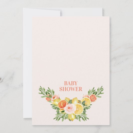 Blumenlemon Orange unsere Haupt-Squeeze-Kinderdusc Einladung (Rückseite)