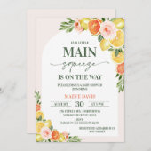 Blumenlemon Orange unsere Haupt-Squeeze-Kinderdusc Einladung (Vorne/Hinten)