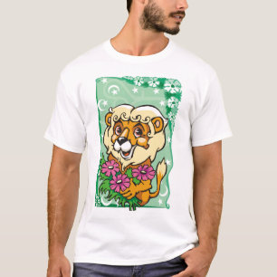 Blumenleo Lion, rosa Blume T-Shirt