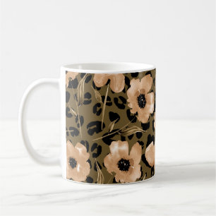 Blumenleopard in Aquarellfarben: Endloses Muster Kaffeetasse