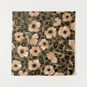 Blumenleopard in Aquarellfarben: Endloses Muster Wandteppich (Vorderseite (Horizontal))