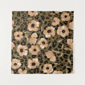 Blumenleopard in Aquarellfarben: Endloses Muster Wandteppich (Vorderseite (Horizontal))