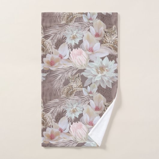 Blumenleopard Tierdruckhandtuch-Set Badhandtuch Set (Handtuch)