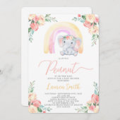 Blumenlephant Baby Shower Girl Einladung (Vorne/Hinten)