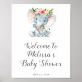 Blumenlephant Babydusche, Baby Girl Dusche Poster (Vorne)