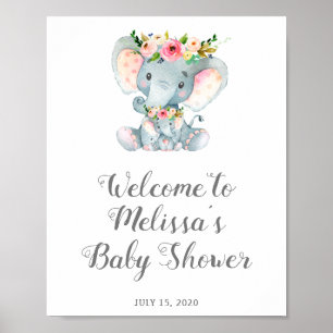 Blumenlephant Babydusche, Baby Girl Dusche Poster