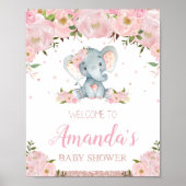 Blumenlephant Babydusche Begrüßungszeichen Poster (Vorne)