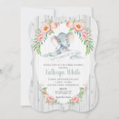 Blumenlephant Babydusche Einladung neutral (Vorderseite)