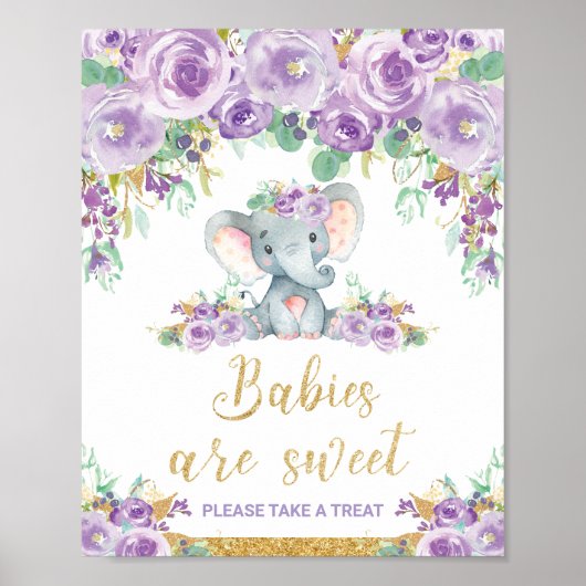 Blumenlephant Babys sind süße Leckerei Poster (Vorne)