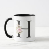 Blumenletter H Monogramm | Elegantes Anfangsbuchst Tasse (Links)