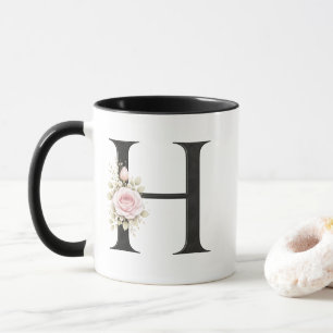 Blumenletter H Monogramm Elegantes Anfangsbuchst Tasse