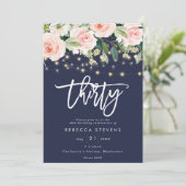 Blumenleuchten aus rustikalem Licht, 30. Geburtsta Einladung (Stehend Vorderseite)