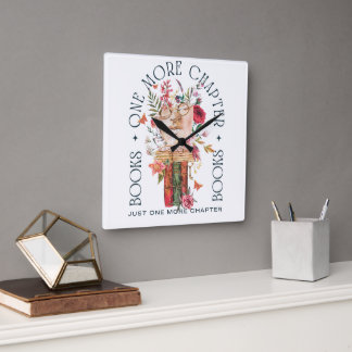 Blumenliebhaber Bibliothek  Quadratische Wanduhr