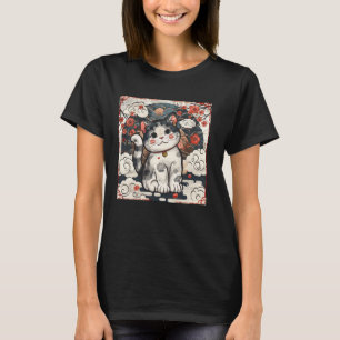 Blumenliebhaber Vintage Kätzchen Traditionelle Jap T-Shirt