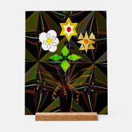 "Blumenlieferung" Acryl-Schild mit Holzblockstände Acrylschild