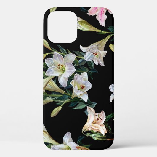 Blumenlilien: Schwarzes Hintergrundbild Case-Mate iPhone Hülle (Rückseite)