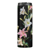 Blumenlilien: Schwarzes Hintergrundbild Thermosbecher (Rückseite)
