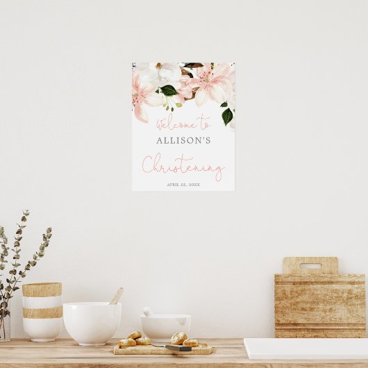 Blumenlililien Frühlingsgruss Begrüßungszeichen Poster (Küche)