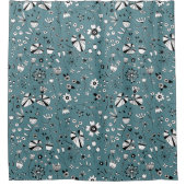 Blumenlinie Art Green Duschvorhang (Vorderseite)
