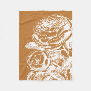 Blumenlinie Kunst-Illustration im Senf-Gelb Fleecedecke