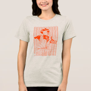 Blumenlinie Kunst minimalistisch mit orangefarbene Tri-Blend Shirt