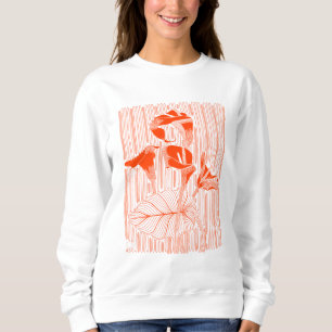 Blumenlinie minimalistisch mit orangefarbenen Pfla Sweatshirt