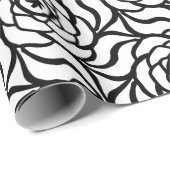 Blumenlinie nahtloses Muster der Schwarz-weißen Geschenkpapier (Rolleneckpunkt)