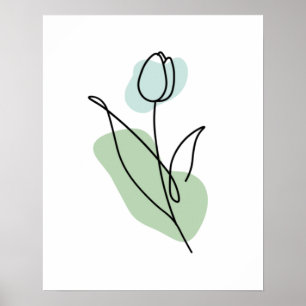 Blumenliniengrafik Poster