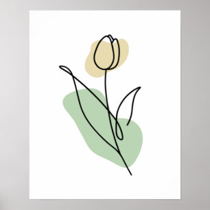 Blumenlinienkunst Poster