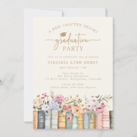 Blumenliteratur-Abschluss Einladung (Vorderseite)