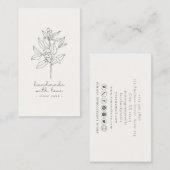 Blumenlogo, handgefertigt mit Liebe weiß Visitenkarte (Vorne/Hinten)