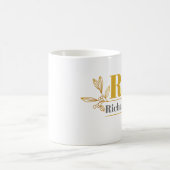 Blumenlorbeer-Initialen-Monogramm-Name Kaffee Kaffeetasse (Mittel)