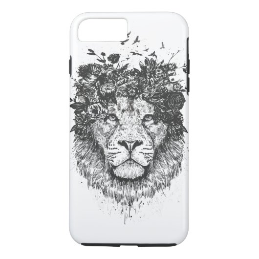 Blumenlöwe (Schwarzweiss) Case-Mate iPhone Hülle (Rückseite)