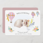 Blumenluftballon-Geburtskarte (Vorne/Hinten)