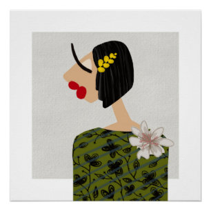 Blumenmädchen 2 Glamour Mode Illustrationskunst Poster