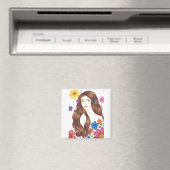 Blumenmädchen - 2 Zoll Square Magnet (In Situ (Geschirrspüler))