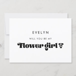 Blumenmädchen-Anfragekarte im Vintage-Retro-Schrif Einladung