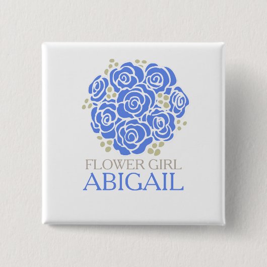 Blumenmädchen blauer Posy nannte Button (Vorderseite)