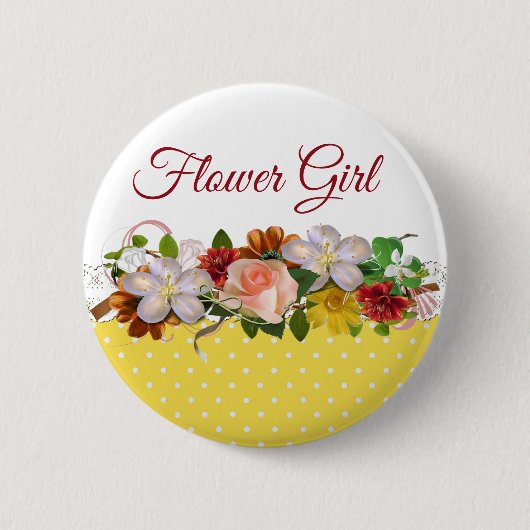 Blumenmädchen-Bouquet-Hochzeitsknopf Button (Vorderseite)