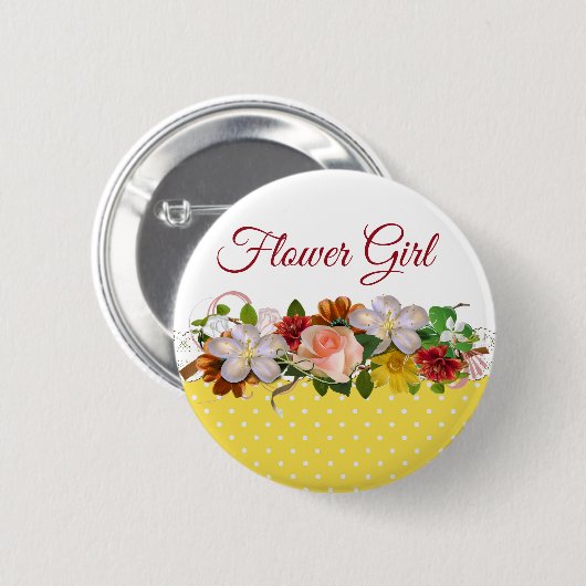Blumenmädchen-Bouquet-Hochzeitsknopf Button (Vorne & Hinten)