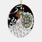 Blumenmädchen der 1920er Jahre mit Bouquet-Keramik Keramik Ornament (Rechts)