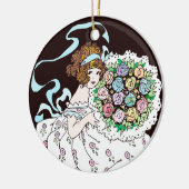 Blumenmädchen der 1920er Jahre mit Bouquet-Keramik Keramik Ornament (Links)