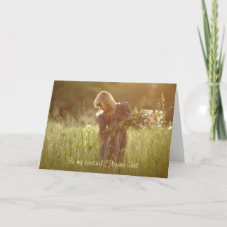 Blumenmädchen Einladung - blondes Mädchen in der