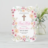 Blumenmädchen Erste Kommunioneinladungen Chic Einladung (Stehend Vorderseite)