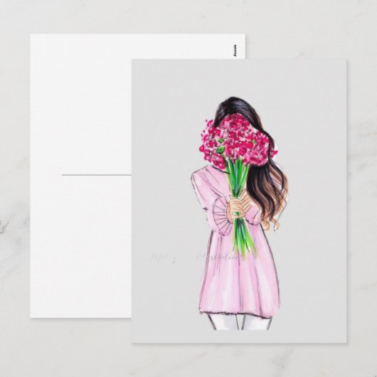 Blumenmädchen Feiertagspostkarte (Vorne/Hinten)