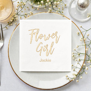 Blumenmädchen Gelbgold Weiße Hochzeit Servietten Mit Folie